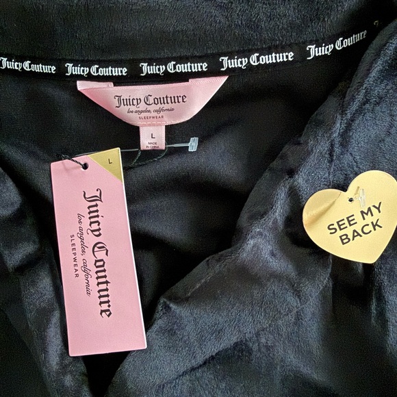 Juicy Couture Black Velour Bling Rhinestone Pajama Set NWT Size L - Picture 5 of 7